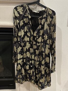 Zara Black Dress with Gold Sparkle Trim